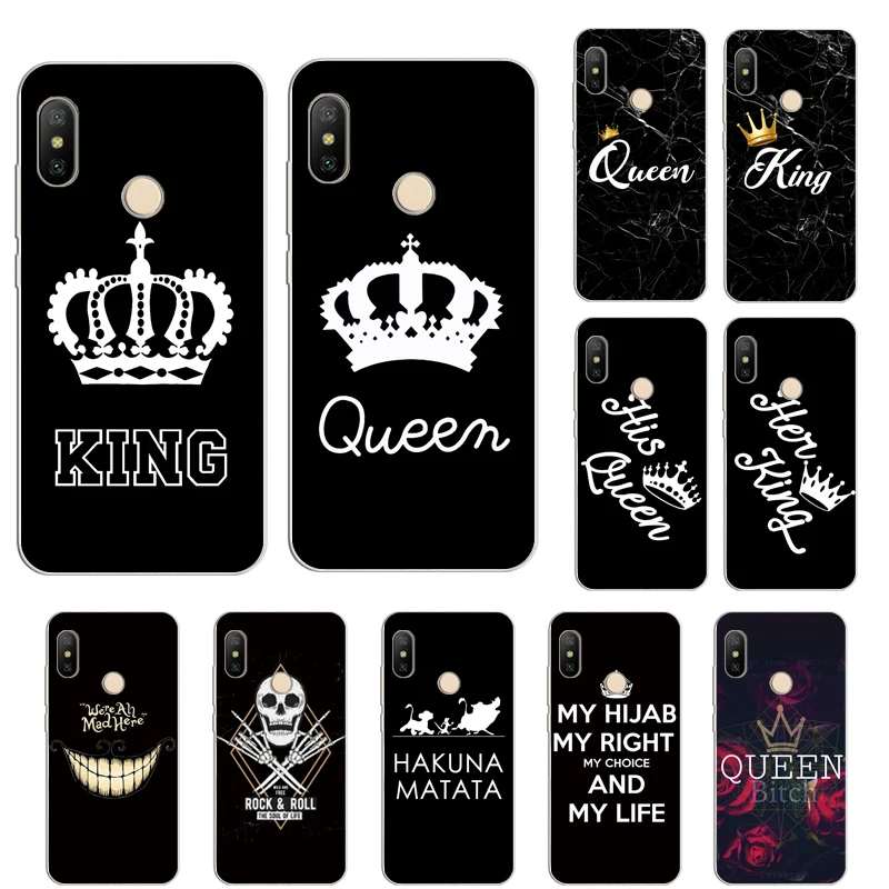 

Letter King Queen cartoon crown TPU soft case for Redmi K20 K30 7a S2 Go Note4 4x note6 7 7pro 5pro 5A Note8 8Pro Silica shell