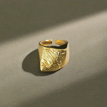 

100% 925 Sterling Silver Ring 2020 Exaggerated Geometric Gold Ring For Women Big Ring anillos plata 925 para mujer bague femme