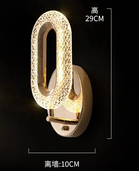 מסדרון Led טבעת קיר אור Arandela יהלומי צורת אקריל צל Led פמוט קיר יוקרה קיר ליד מיטת מנורת חדר שינה מעבר Wandlamp