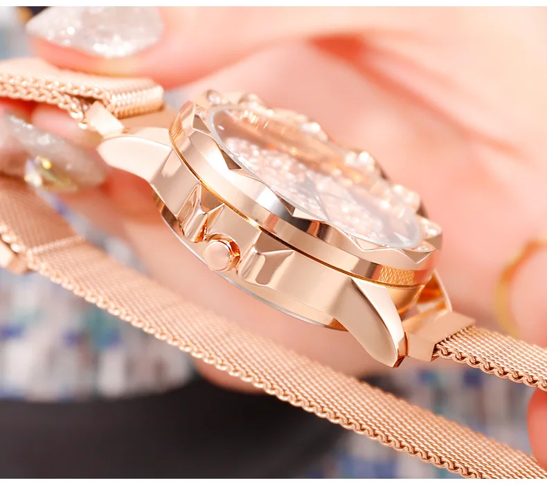 Магнитные маленькие часы из розового золота дизайнерские Роскошные брендовые наручные часы из сплава для женщин водонепроницаемые кварцевые дропшиппинг повседневные