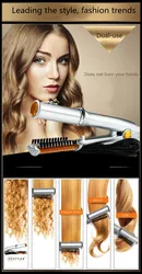 2 in 1 Lazy Hair Straightener Curling Iron 360 Degree Rotating Electric Curling Iron Styling Tool Household Straightening Splint