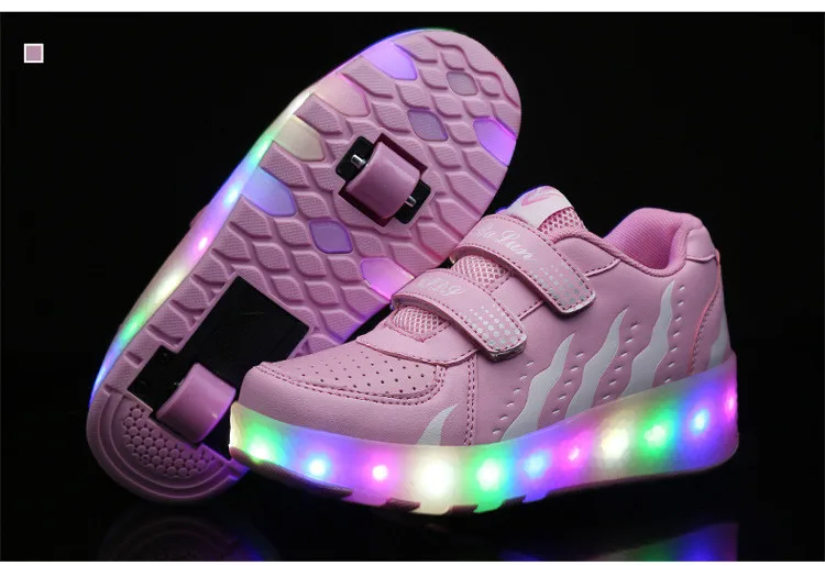 Jazzy светодиодный светильник, обувь для детей, роликовые коньки, обувь с колесами, детские кроссовки для маленьких мальчиков и девочек, светящиеся европейские 27-43