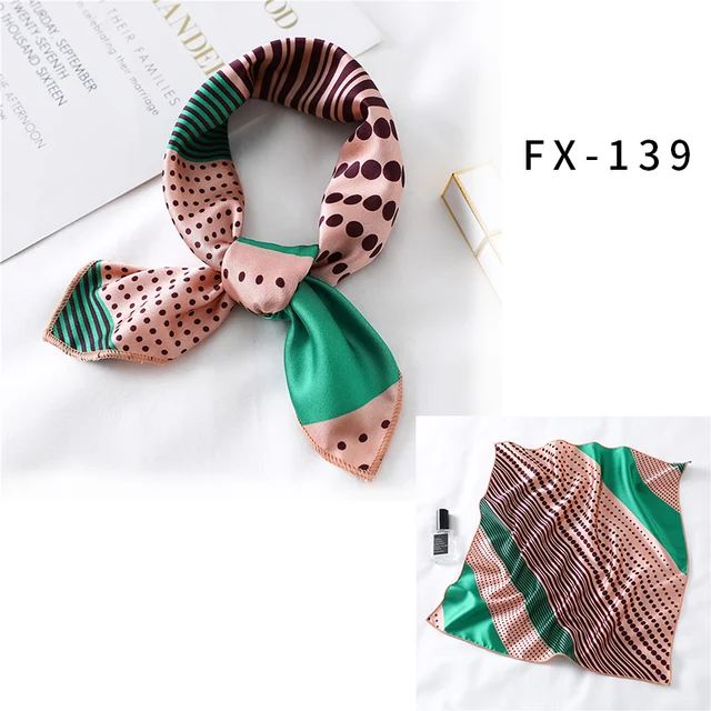 2021 Square Silk Scarf Women Fashion Print Small Neck Scarfs Office Lady Hair Band Foulard Hand Kerchief Female Bandana Shawl FX-139
