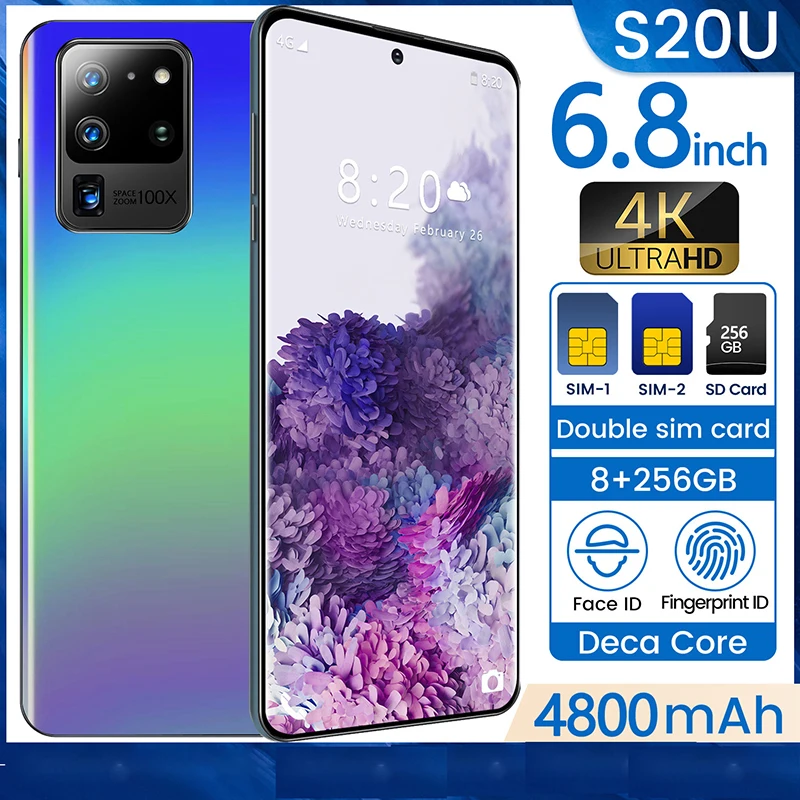 2020 Newest 6.8 inch 4K Display Galay S20 Camera MTK6889 CPU 8GB RAM 256GB ROM Octa Core 4 smart phone Free Ship | Мобильные