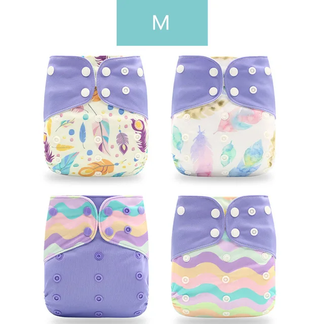 M only diaper Happyflute 4 шт./компл. моющиеся экологически чистые тканевые подгузники; регулируемый пеленки Многоразовые подгузники из ткани подходит 0-2years, на Возраст 3-15 кг для малышей - Цвет: M only diaper