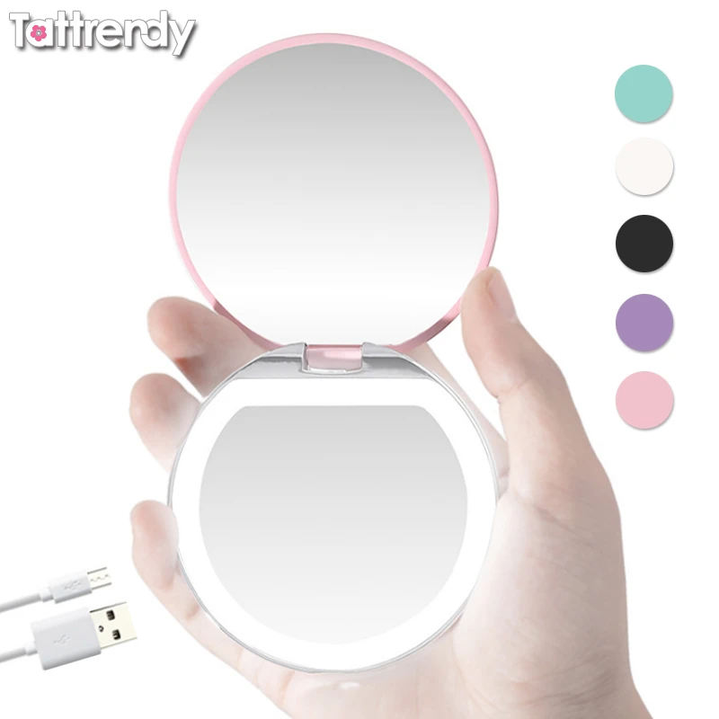 3x Magnifying Foldable Led Light Mini Portable Make Up Mirror makeup