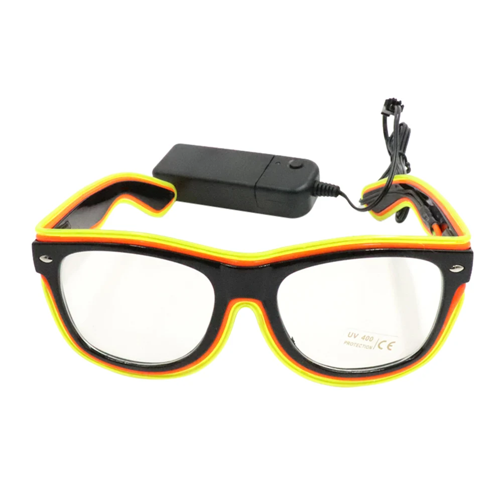 Fluorescent Green Or Крутые вечерние светящиеся очки мигающий на проводе светодиодный Очки освещение классический подарок яркие легкие принадлежности для Хэллоуина светодиодный Очки - Цвет: Fluorescent Green Or