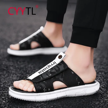 

CYYTL Fashion Men's Sandals Slippers Casual Flip-Flop Letters Sandals Home Men's Slipper Flip-Flop Outdoor Chanclas Hombre