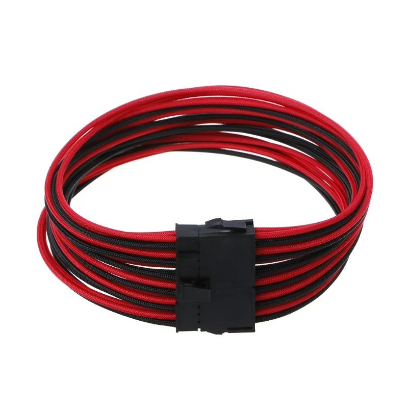 Высокое качество 24Pin ATX EPS PSU черный и красный с одним рукавом удлинитель питания
