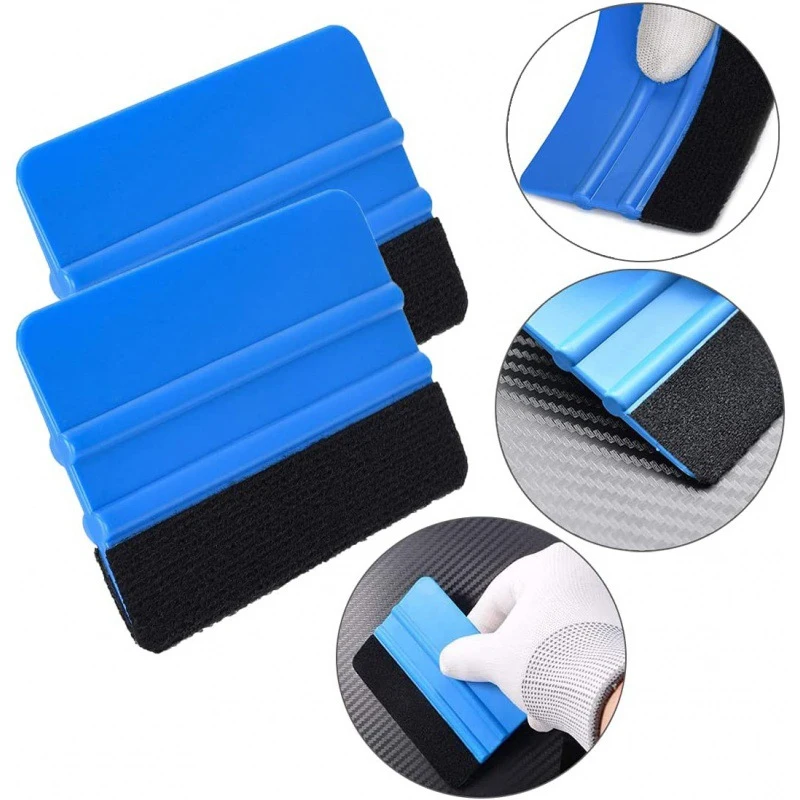 1PC Auto Styling Vinyl Carbon Fiber Window Ice Remover Cleaning Wash Car Scraper With Felt Squeegee Tool Film Wrapping 10x7cm | Автомобили