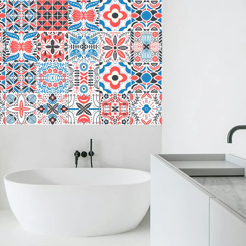 Красочная Геометрия Wall Art Водонепроницаемый собственной личности клейкая плитка наклейки Кухня Ванная комната мебель для детской комнаты наклейки 15/20 см