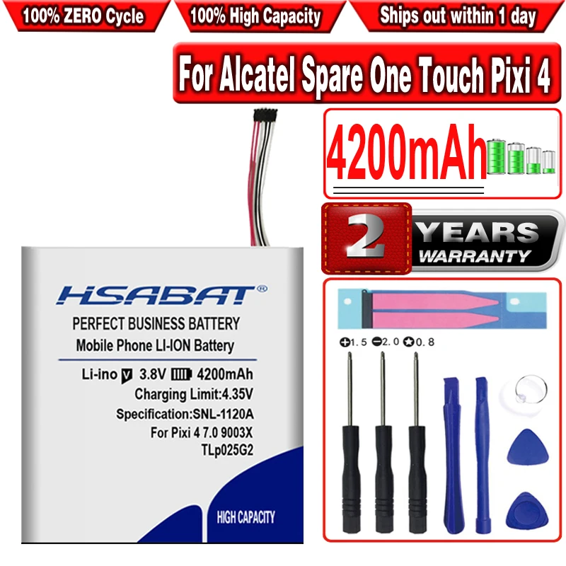 Аккумулятор HSABAT 4200 мАч TLP025GC TLP025G2 для Alcatel запасной One Touch Pixi 4 (7) 3G 9003X 9003A | Мобильные