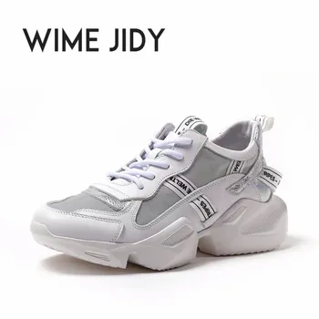 

NEW Fashion Casual Chunky Shoes Platform Men 2019 Genuine Leather Increase Sneakers Lovers Runing Sports Dad Shoe Mens Sneaker