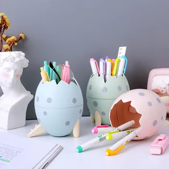 

3 Colors Household Lovely Cartoon Dragon Egg Shape Pen Container Creative And Fashionable Desktop Makeup Brush Storage Container