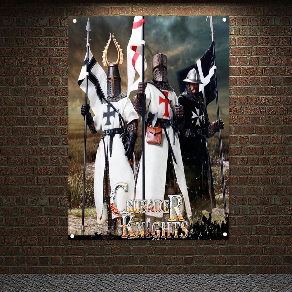 

Masonic Flag Knight Templar Order Posters Vintage Print Painting Medieval Warrior Armor Banner Polyester Hanging Cloth Sticker 5