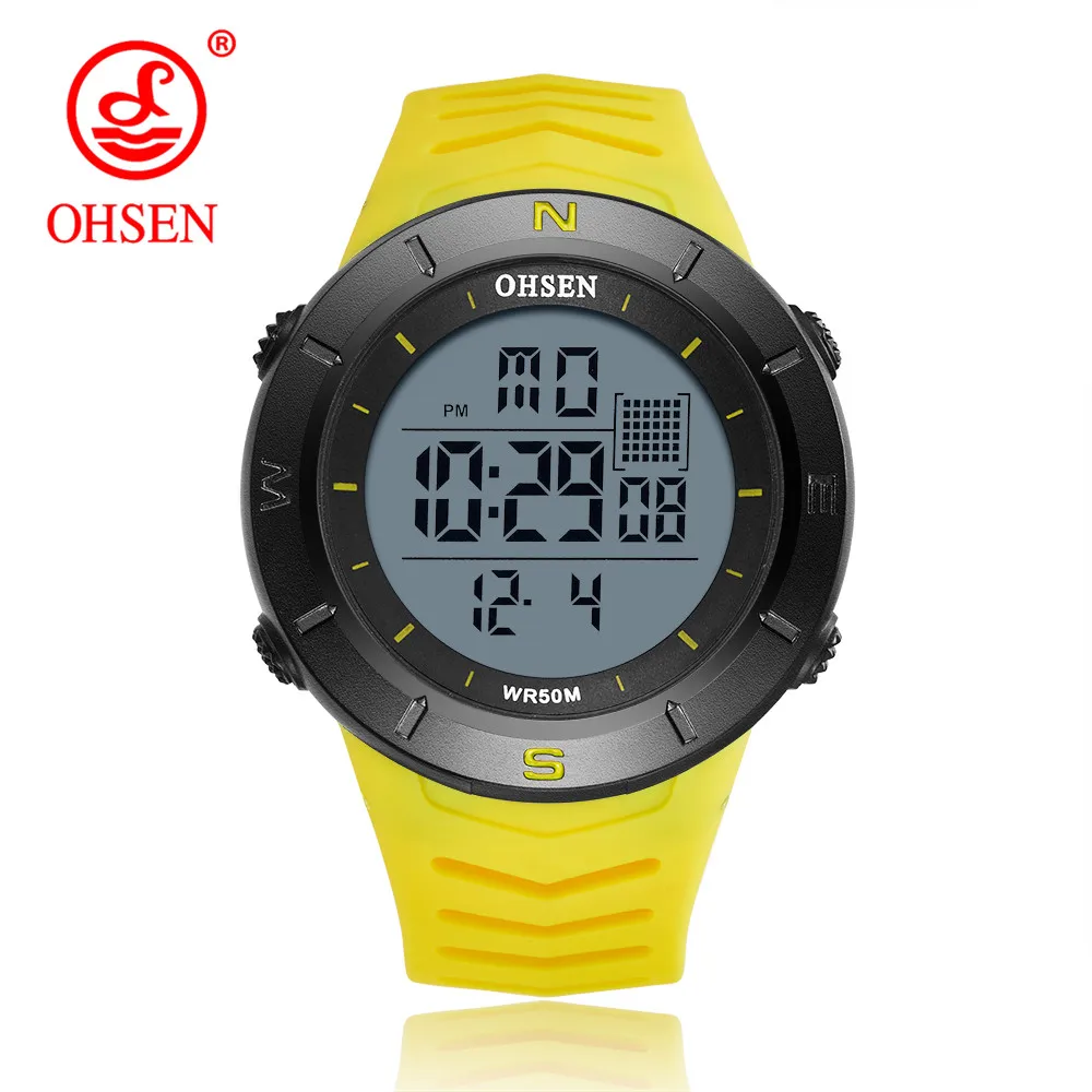 Yellow Watch Новинка OHSEN модные цифровые электронные мужские наручные часы с ЖК-дисплеем 50 м водонепроницаемые Желтые Спортивные Военные мужские часы reloj hombre - Цвет: Yellow Watch
