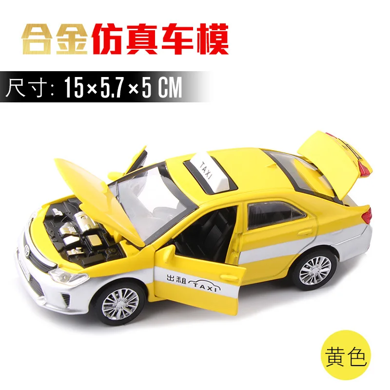 

Alloy Car Model 1: 32 Taxi Camry Taxi Sound And Light Pull Back Car Model CHILDREN'S Toy Car