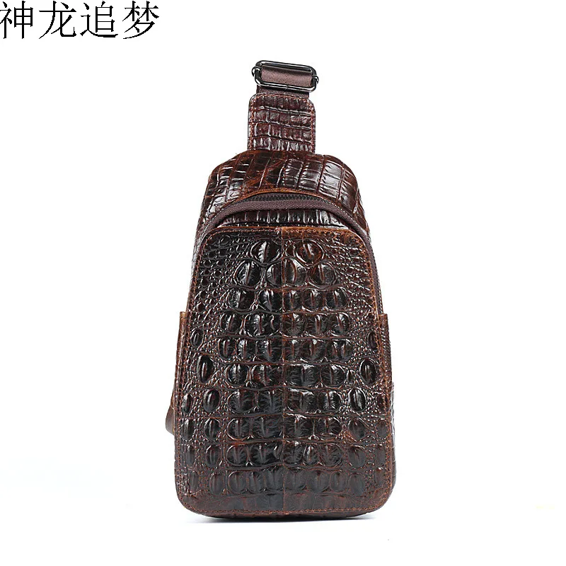 

Fashion chest bag genuine leather men messenger bag famous brand crocodile Pattern Male chest bag business men shoulder bag