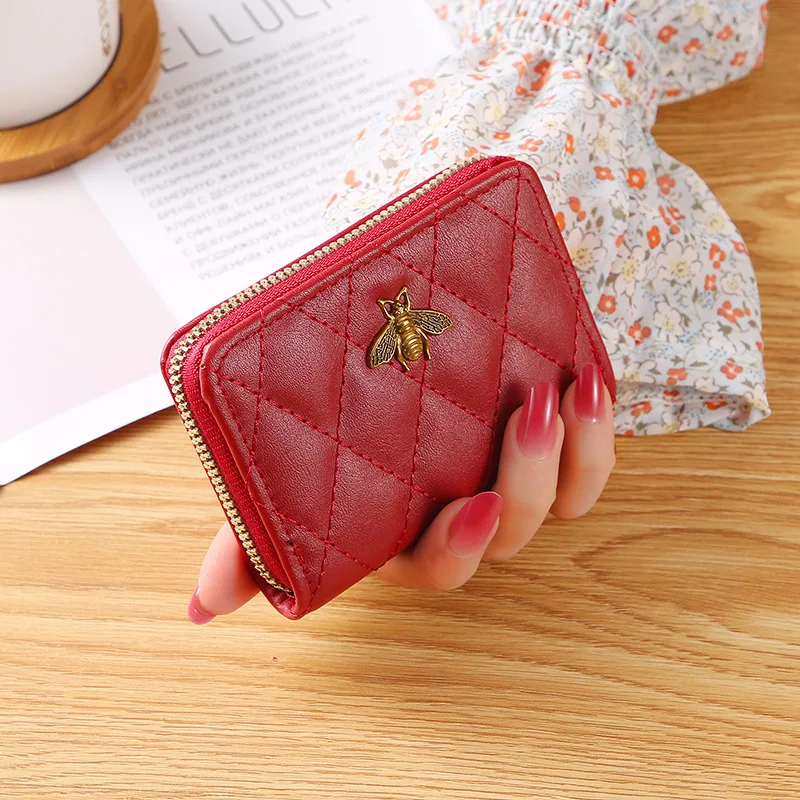 

Новый Модный женский маленький кошелек на молнии, женские короткие кошельки с монетницей, женские клетчатые кошельки из искусственной кожи, кошелек с держателем для карт