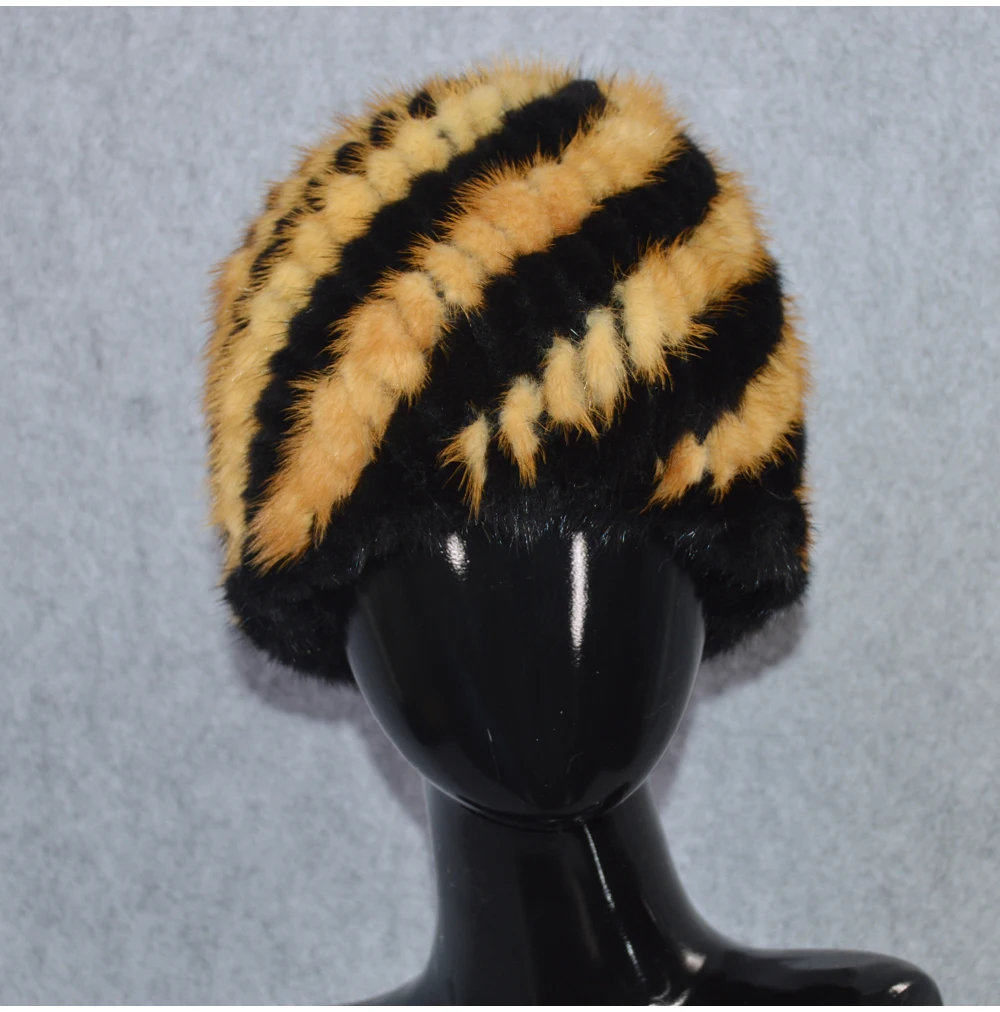 Новинка, зимние женские шапки из натурального меха норки, вязаная шапка ручной работы, шапка из натурального меха норки, хорошее эластичное качество, шапка из меха норки