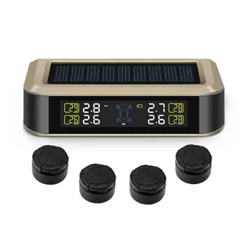 

LCD Display Solar Power Wireless Car TPMS Tire Pressure Security Alarm Monitor System Auto Alarm Tyre Pressure Monitoring System