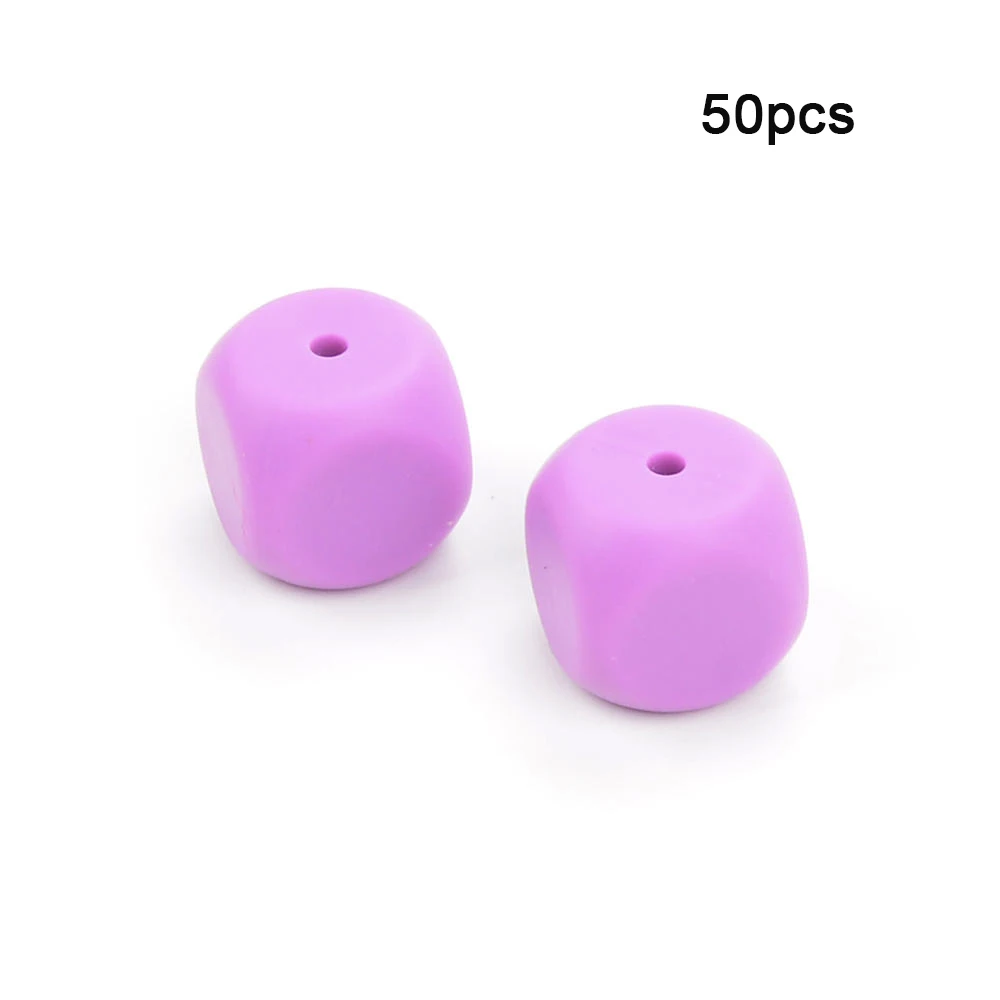 LOFCA 50 шт силиконовые бусины в форме игральных костей Детские Бусы для прорезывания зубов BPA бесплатно Пищевая силиконовая соска с бусами цепочка для прорезывания зубов ожерелье - Цвет: Medium purple