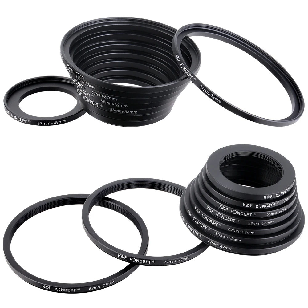 K&ampF CONCEPT 18pcs Camera Lens Filter Step Up Down Adapter Ring Set 37-82mm 82-37mm for ND CPL UV | Электроника
