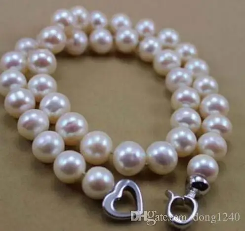 

Encantadora hermosa de 9-10 MM ronda perfecta Sur blanco collar de perlas