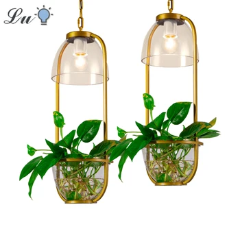 

LED Pendent Light Pastoral Creative Glass Hanging Lamp Restaurant Cafe Lamp Fixtures E27 Decorate Pot Plant Pendent Lights