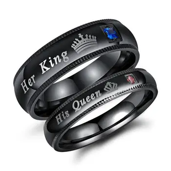 

Carofeez Fashion Couple Ring Engagement Wedding Band Zircon Stainless Steel Black Men's Ring/Women's Ring Valentine's Day Gift