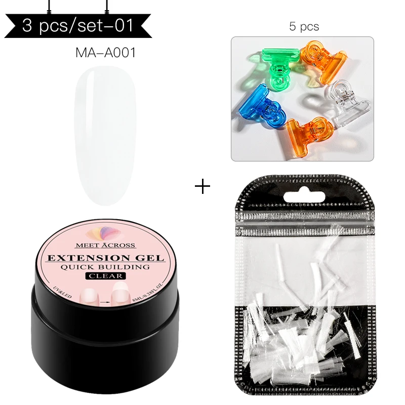 TZH04997 MEET ACROSS Poly Nail Gel Polish Set LED Clear UV Extension Nail Varnish Art Kit Quick Building For Nails Manicure Tool - Цвет: TZH04997