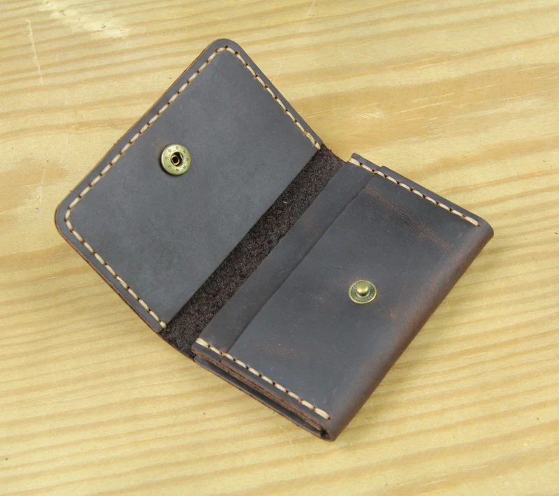 Handmade Genuine Leather Card Wallet  Leather Card Holder Men small Purse Credit ID card Holder Women Business Card case MC-412 6