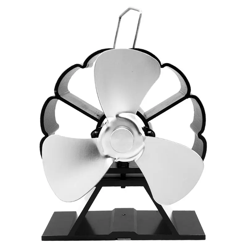 4 лопасти мини тепловое питание камин плита вентилятор Алюминиевый тихий экологически чистый вентилятор E7CB - Цвет: Silver-3 Blades