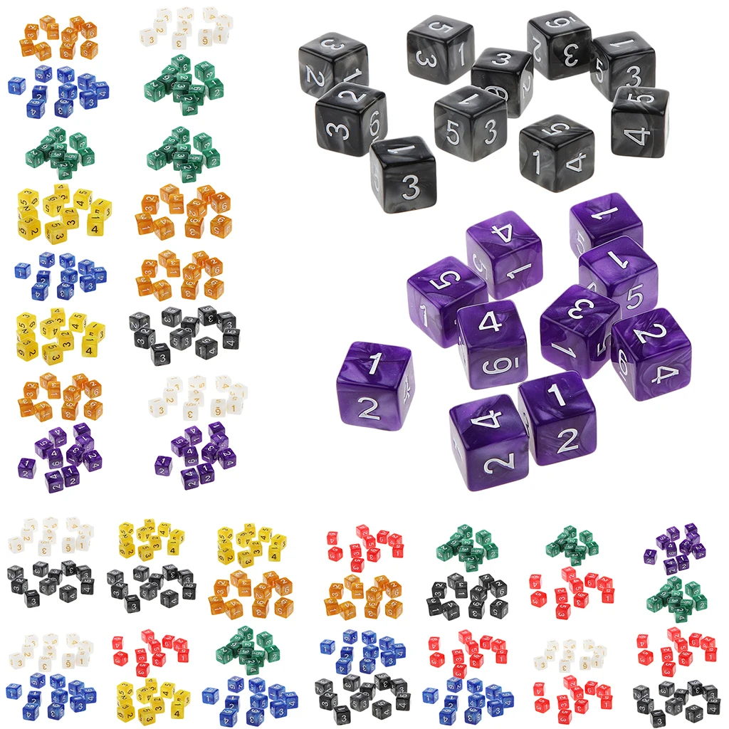 20Pcs 16mm Six Sided Dice D6 Square for Playing Dungeons D&D TRPG Game Toys