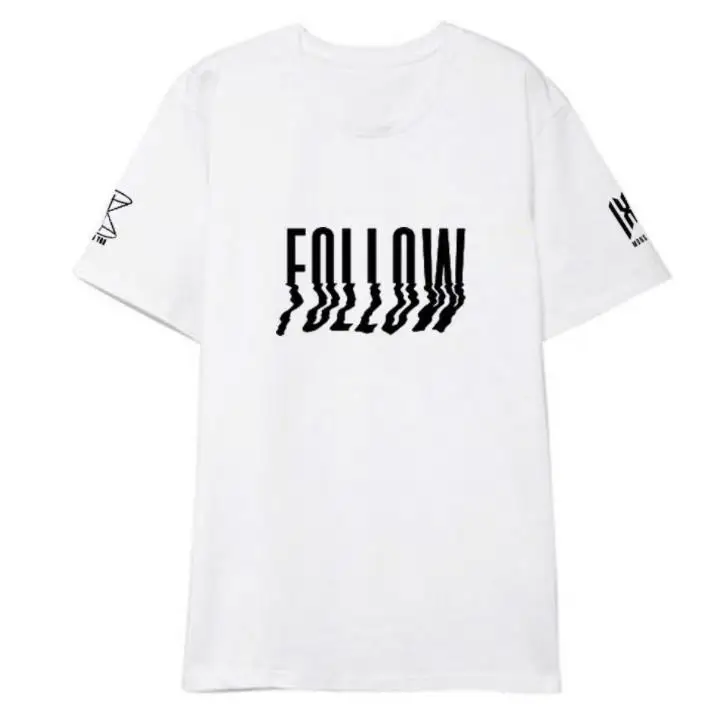 Kpop monsta x album follow find you same, летняя футболка с принтом, унисекс, с круглым вырезом, футболка с короткими рукавами, 5 цветов