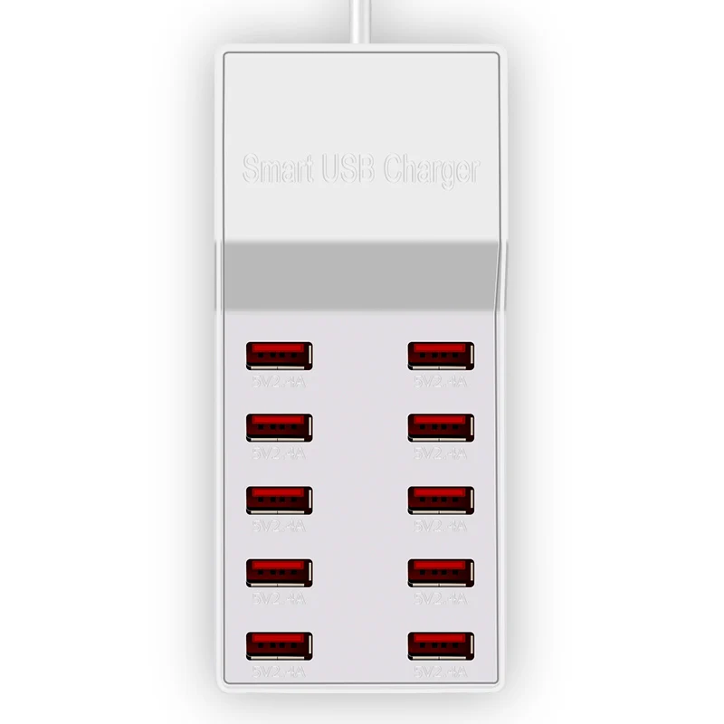 50 Вт 10 портов USB зарядное устройство 5 В/10А интеллектуальная быстрая зарядная док-станция огнестойкая для iPhone samsung iPad планшет