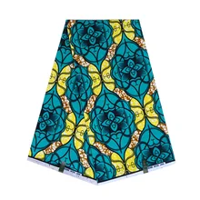 Fashionable Beautiful Green Pattern Print African Ankara High Quality Guaranteed Real Dutch Wax Cotton Fabric 6 Yards
