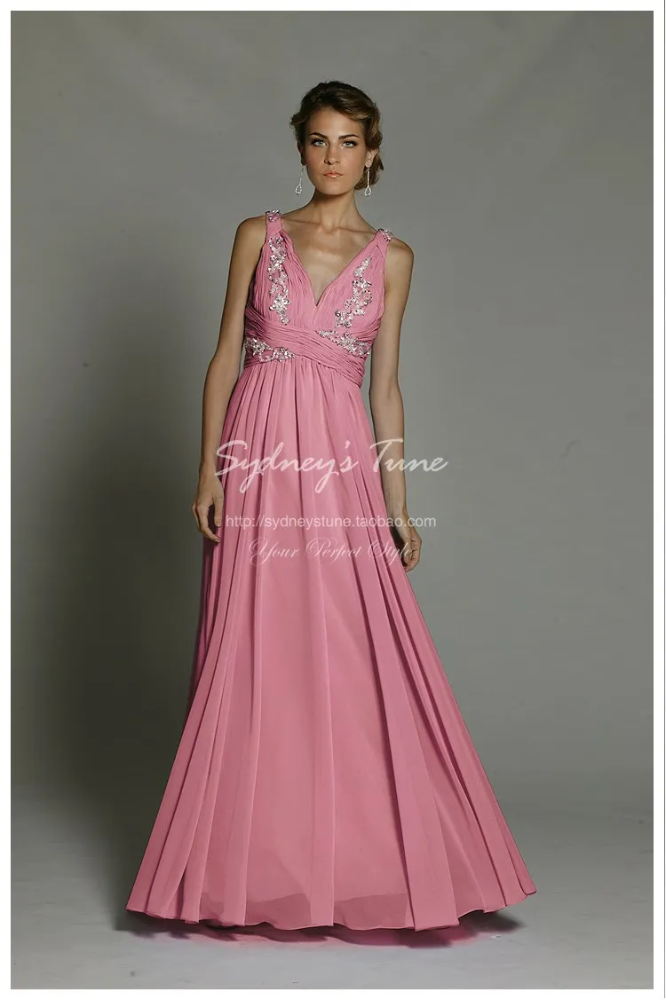 Robe de soiree новое модное сексуальное Дешевое платье с v-образным вырезом, длинное вечернее платье с кристаллами, платья для матери невесты - Цвет: Розовый