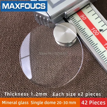 

Table glass mineral glass Single dome thickness 1.2 mm diameter 20 mm ~ 30mm Each size x 2 , A total of 42 pieces