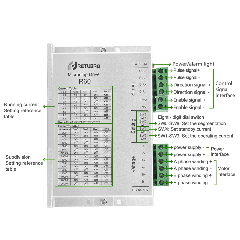 Комплект шагового двигателя R60 + 60A3 1 комплект Nema 23 24 Hybrid 3 нм 4 провода 60*60*86 мм 8 вал