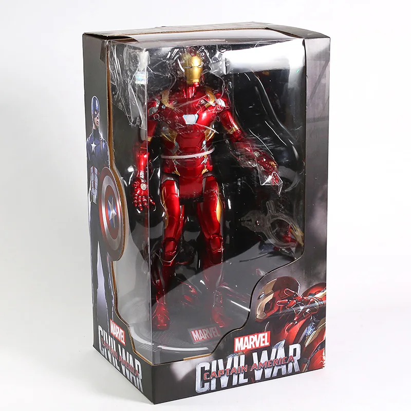 Marvel Капитан Америка Civil War Железный человек ПВХ фигурка Коллекционная модель игрушки с светодиодный светильник 40 см