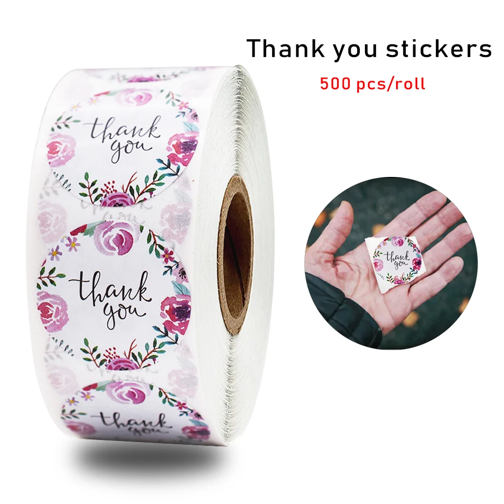 

500pcs Flower Thank You Stickers Scrapbook Stationery Sticker Wedding Party Sticker Secorative Sticker Label
