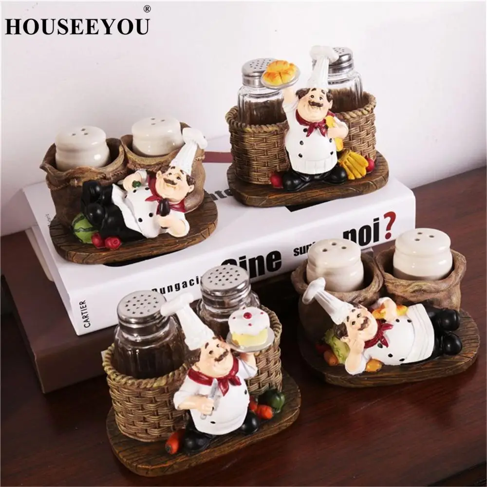 

Modern Minimalist Creative Crafts Kitchen Storage Resin Ornaments Cute Cook Pepper Shakers Especiero Salt and Pepper Accessories