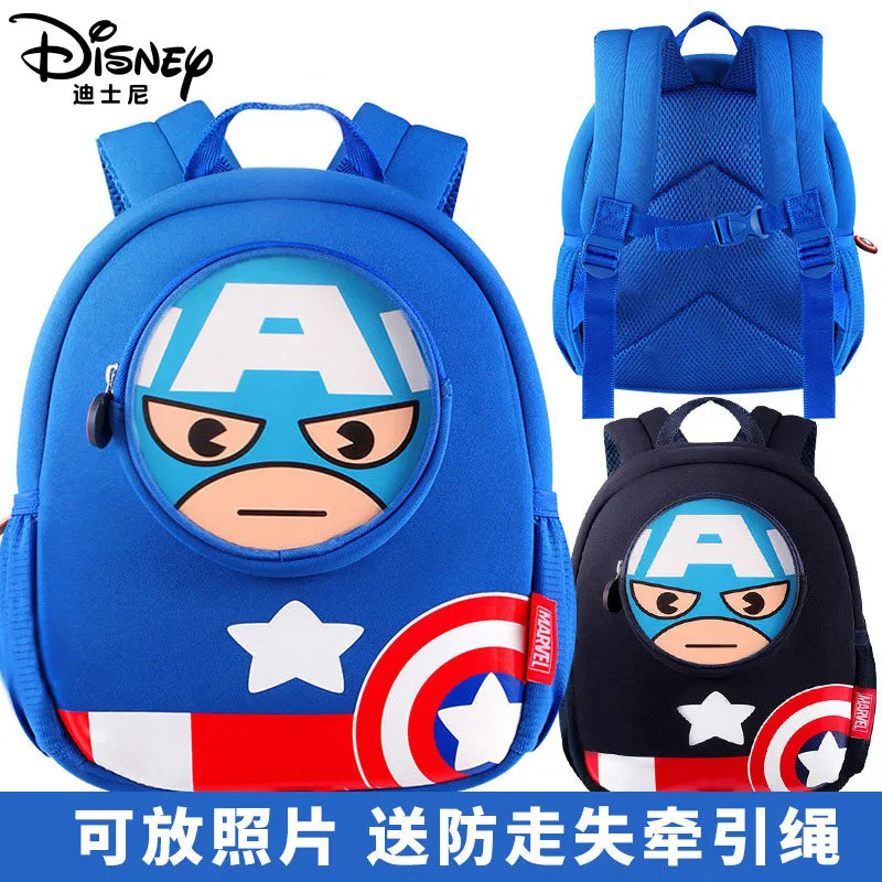 Disney школьный рюкзак с рисунком Капитана Америки для мальчика 3-5 лет рюкзак с подсветкой школьный рюкзак для путешествий с крючками