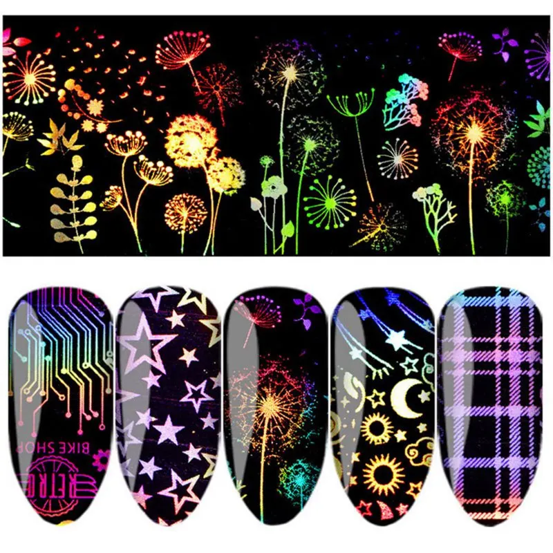 

Starry Sky Flame Nail Stickers Self-adhesive DIY Nail Art Decals Craft Decorations *i