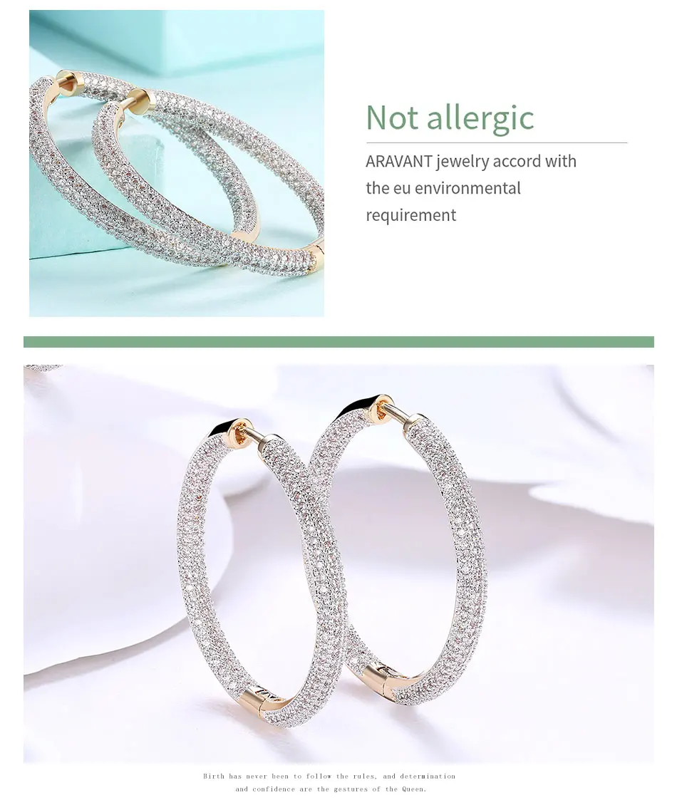 925 Silver 34mm 18K Gold Circle Hoop Earrings For Women Fashion Wedding Jewelry cute jewelry