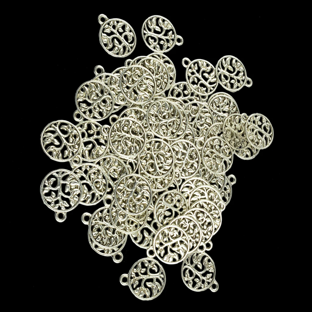 50 Pcs Alloy Tree Of Life Charms Pendents For Jewelry Making Bracelet DIY