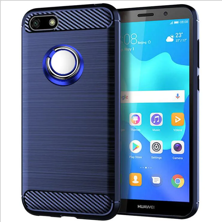 cute huawei phone cases For Huawei Honor 7A Prime Case Luxury Brushed Carbon Fiber Case For Huawei Honor 7A Prime Magnetic Ring Holder Cover Case cute phone cases huawei Cases For Huawei