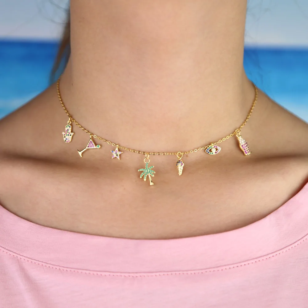 Красочные cz проложили талисманы радуги звезды вина сглаза руки мульти кусок