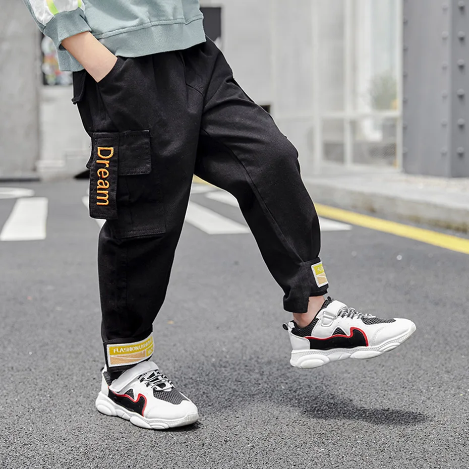 Boys Pants Letter Cargo Pants Boys Fashion Beam Foot Pants For Children Autumn Winter Casual Children's Clothes For Boys School